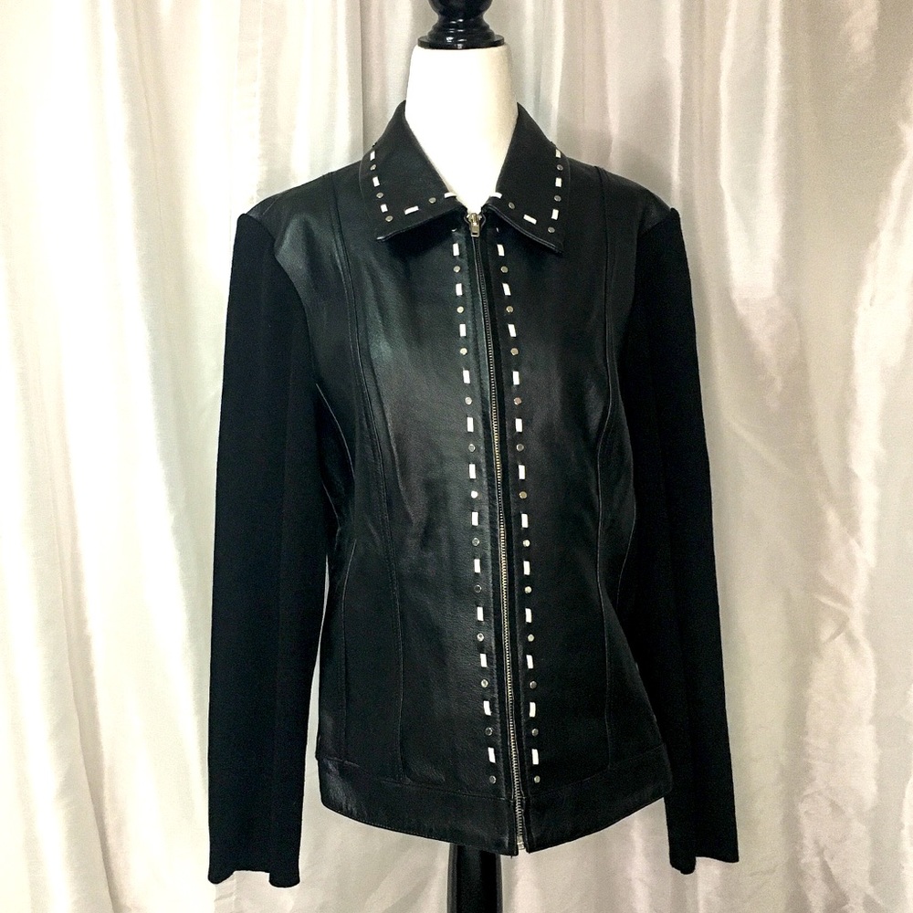 Nygård black leather jacket, size Medium.